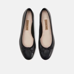 NWT • Zara • Leather Ballerinas with Bow Detail